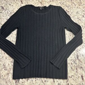 Ann Taylor Black Ribbed Crew Neck Sweater
